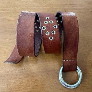 VTG Abercrombie & Fitch BROWN GENUINE LEATHER 1 3/8" Wd EYELET CASUAL BELT S